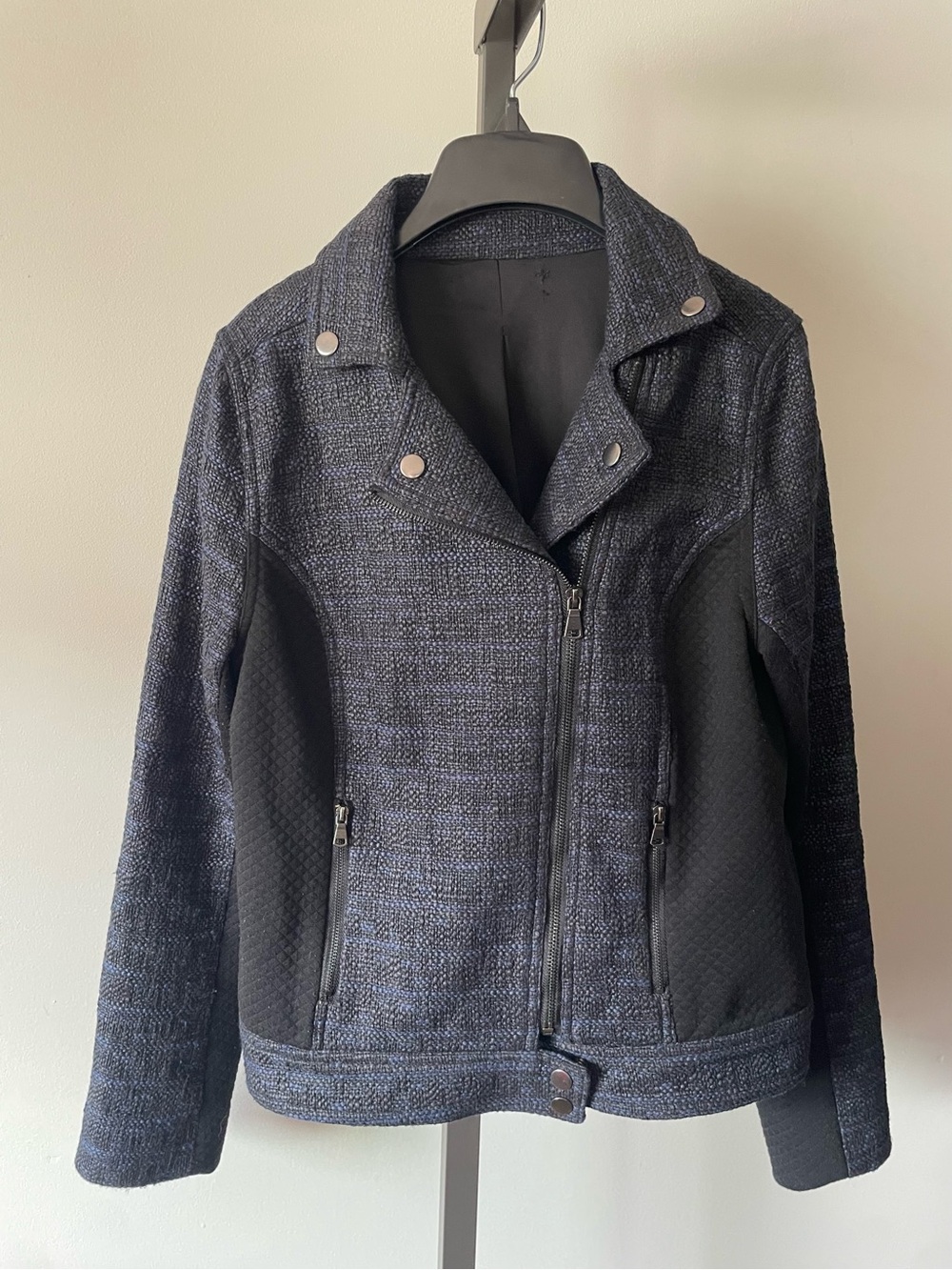 Ricki’s Tweed Moto Jacket Blue Biker Motorcycle - Picture 1 of 6
